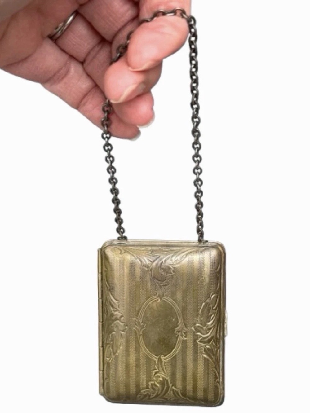 Antique Standard Mail Order Co NY Dance Purse Compact German Silver Art Deco